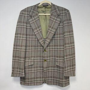 Vintage Curlee Men Suit Jacket Blazer NO SIZE (44)‎ Green Plaid 70's